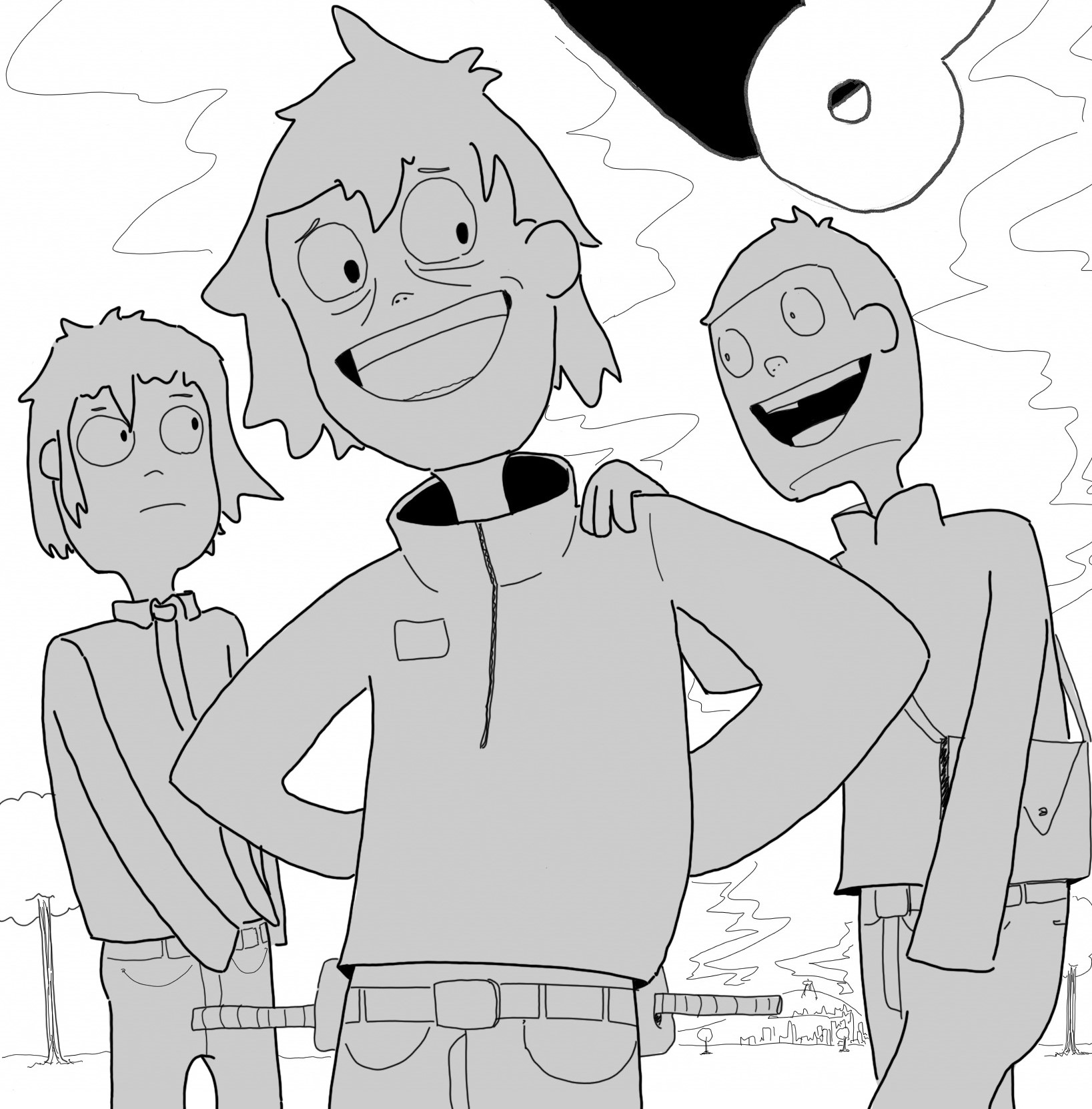 Three ConformComix characters standing together — hand-drawn